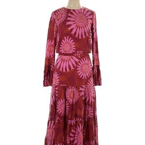 Elegant Floral Long Sleeve Maxi Dress- EU Sz 44 (est US sz14)